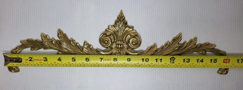 Solid Brass Victorian Scroll Wall Accent 2 Two Open Pediment Decorations NEW