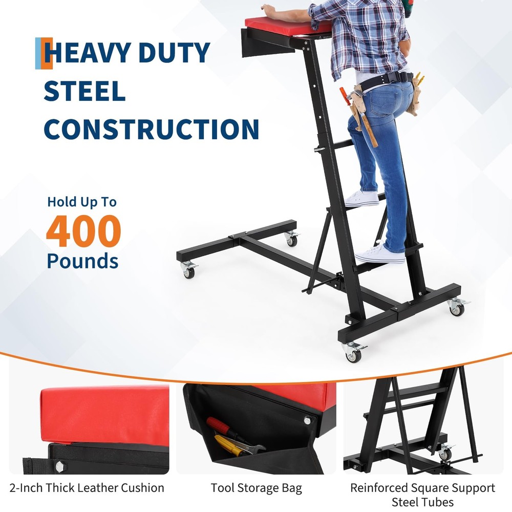 45 - 66 in Adjustable Height Foldable Automotive Engine Topside Rolling Creeper