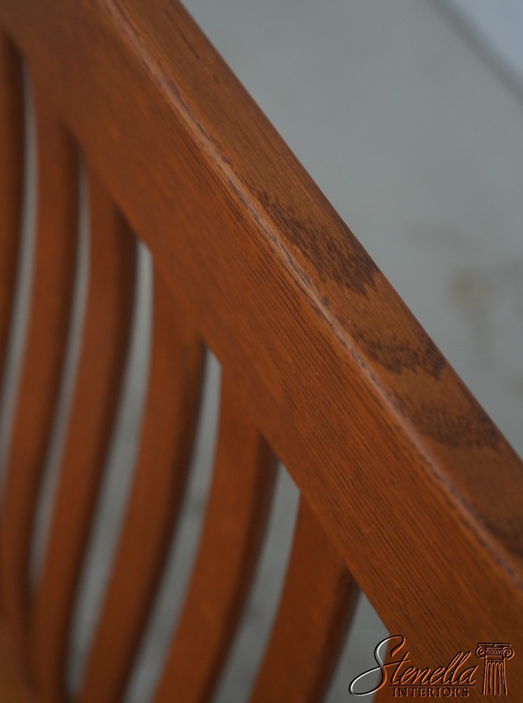 72209: Arts And Crafts Style Solid Oak Slat Back Bench