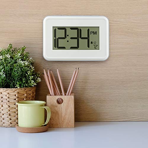 513-113W Digital White Wall Clock with Temperature & Countdown Timer