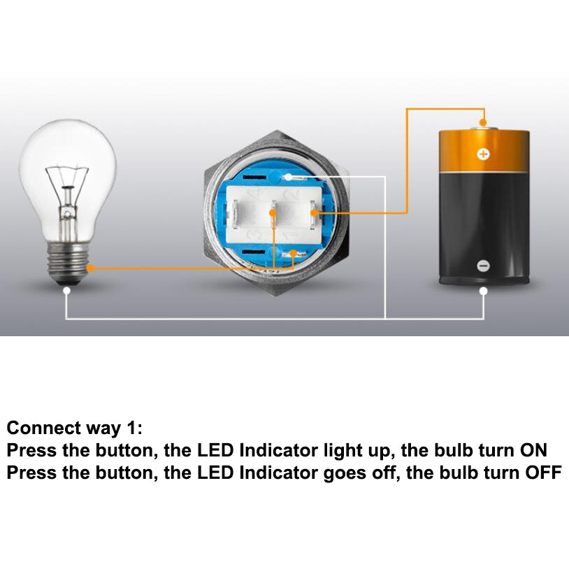 22mm 12V LED ON OFF Push Button Power Switch Latching with Wire Socket Harness