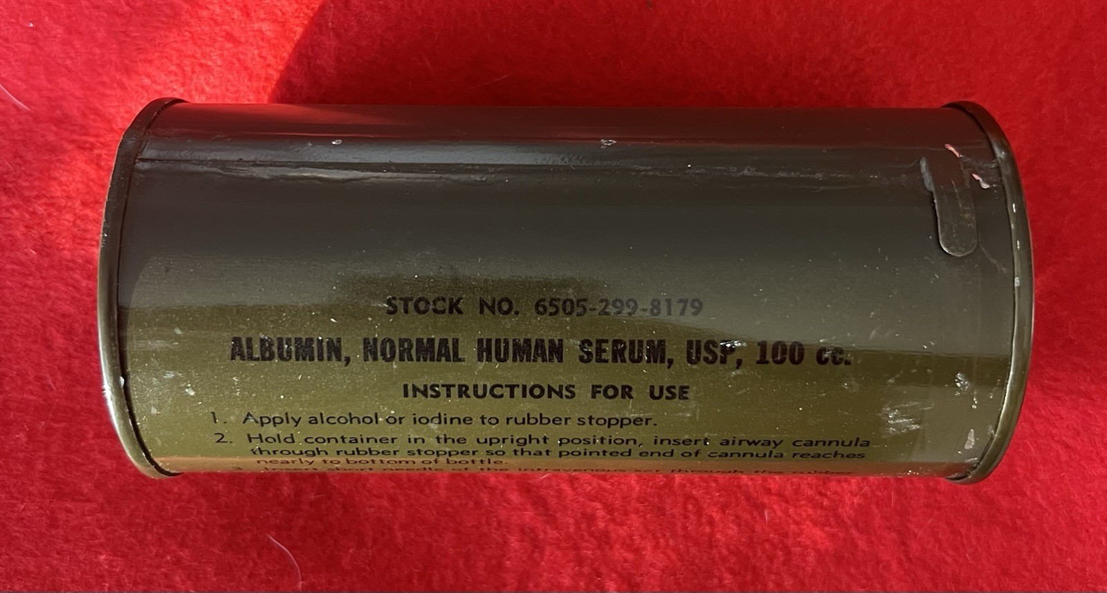 Vietnam War Era US Serum Albumin Can LRRP SEAL SOG MIKE FORCE First Aid Medic