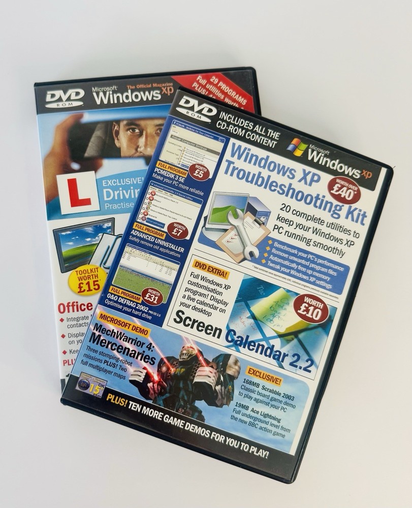 Windows XP DVD-ROM Lot (2) Troubleshooting Kit + Driving Test Collection