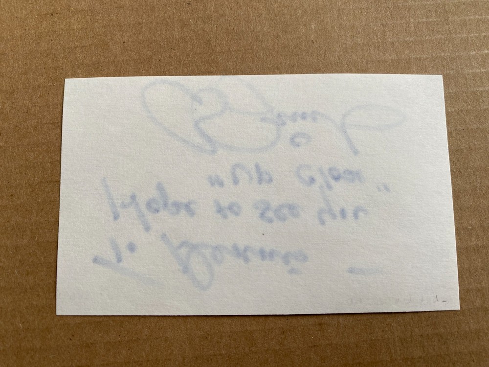 Roy Firestone signed index card sportscaster
