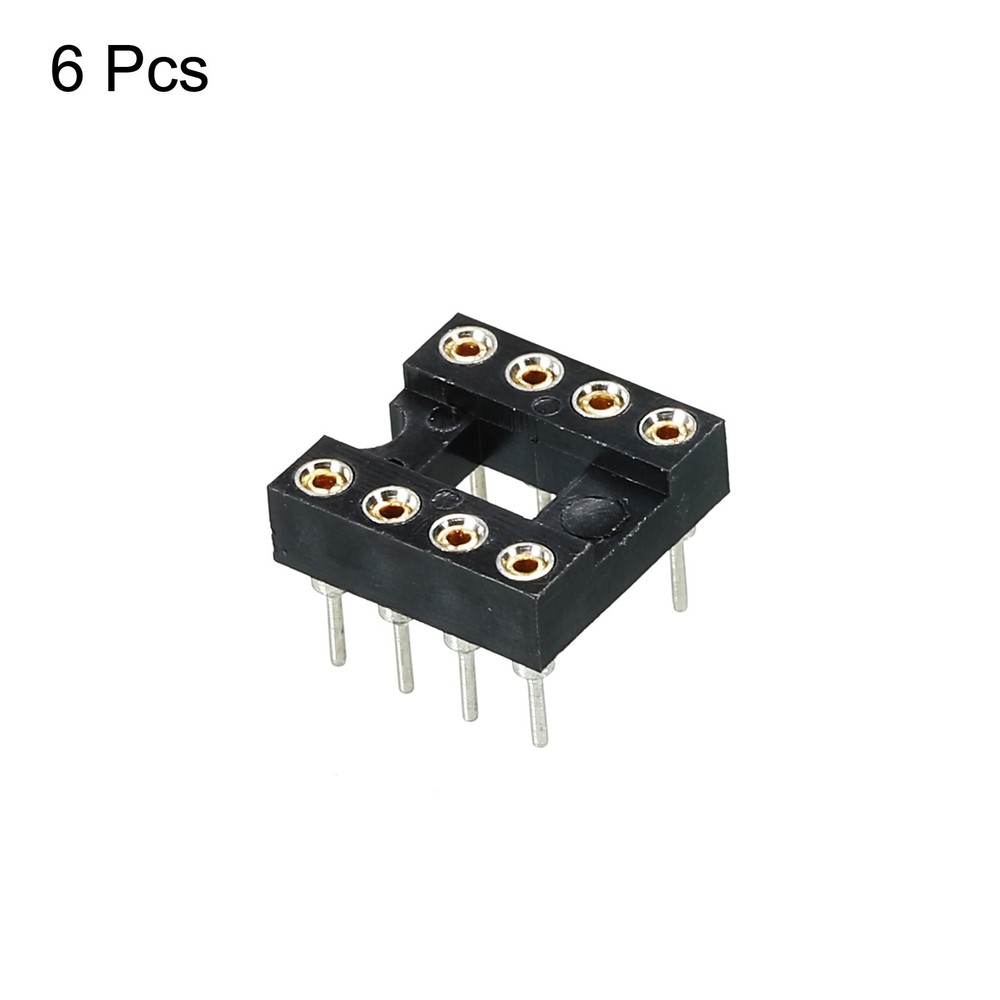 DIP IC Chip Socket Adapter Round Pin 8P 2.54mm Pitch IC Socket, 6 Pack