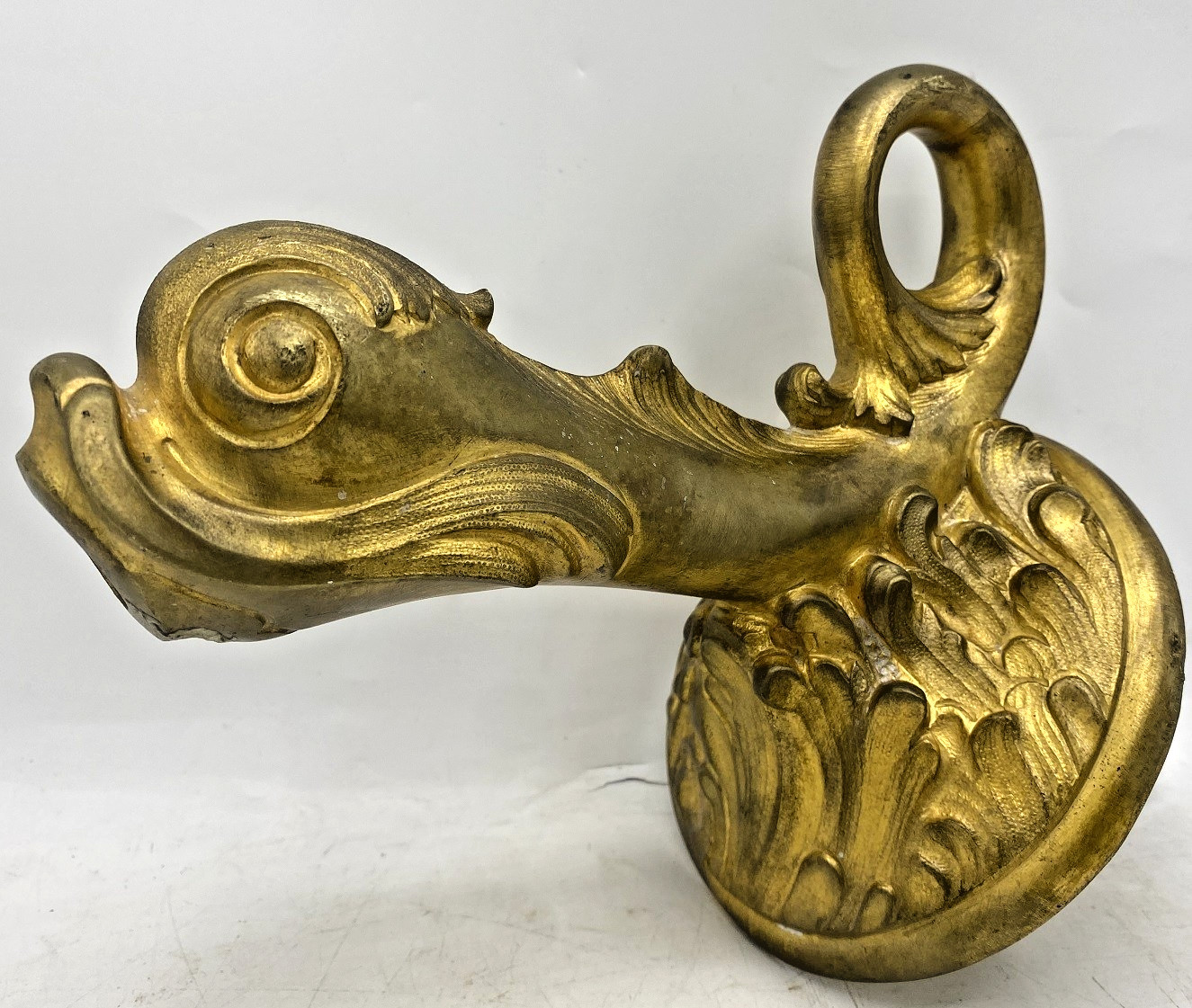 Large antique french fountain head faucet 19th century bronze fish