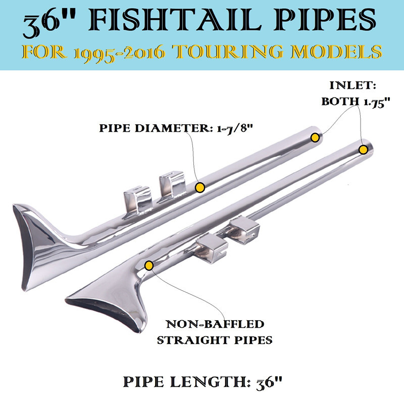 SHARKROAD 36" Fishtail Slip on Mufflers Exhaust pipes Dual for Touring 95-16