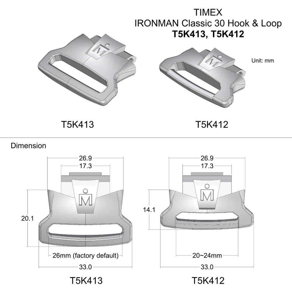 Resin Strap Adapter for Timex T5k413