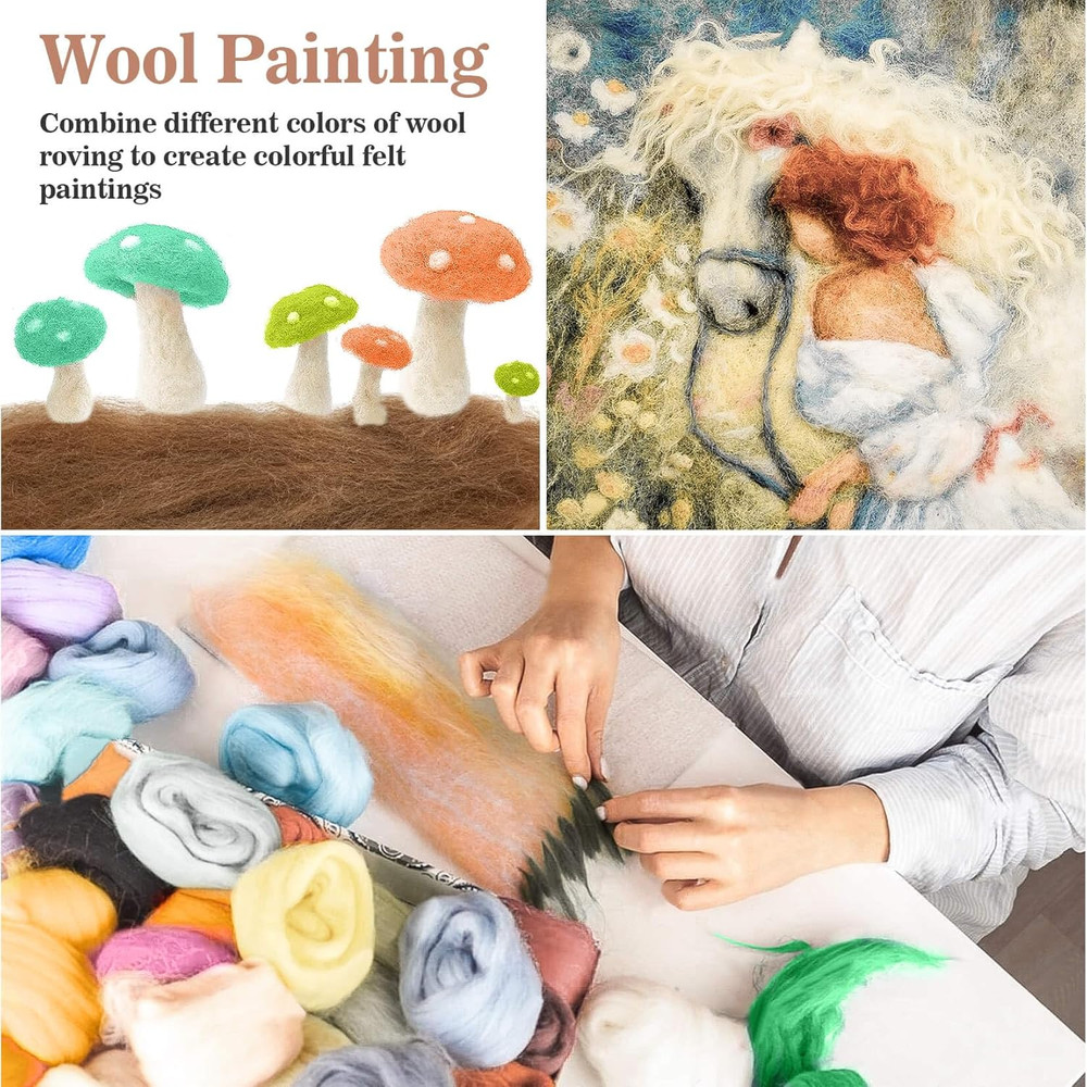 40Pcs Felting Wool Roving - Core Bulk 40Pcs Wool, Multicolor