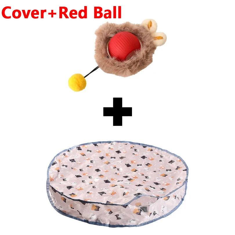 Interactive Cat Toy,Self Rolling Cat Ball in Pouch Fixed with Wire Rim Automatic