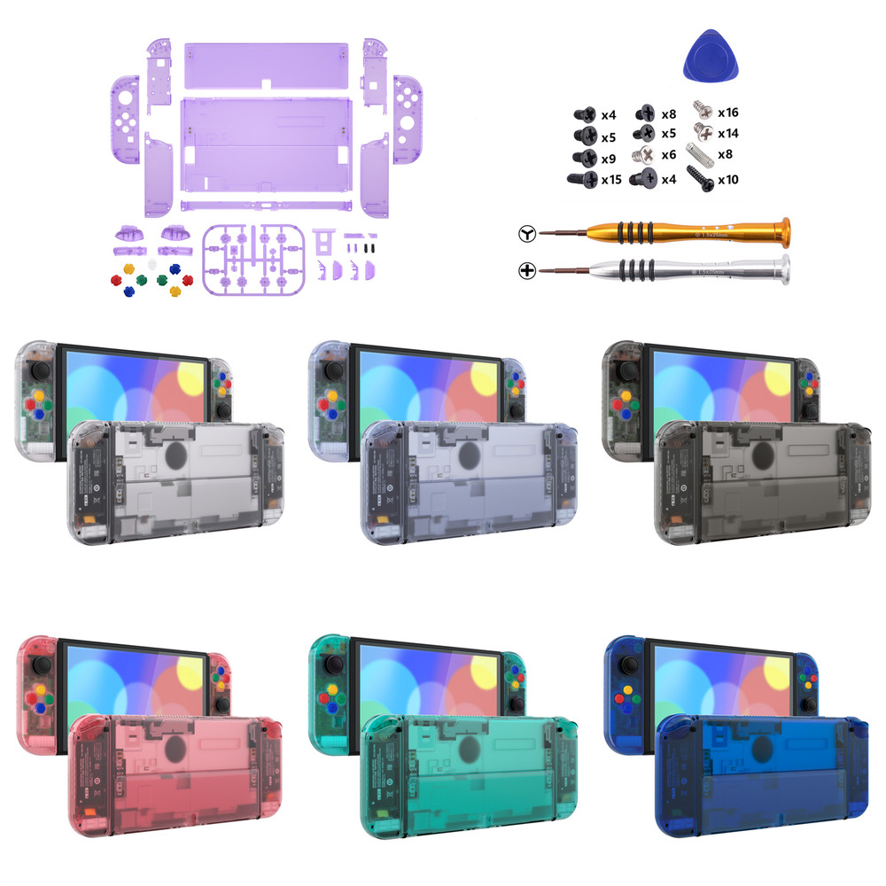 For Nintendo Switch OLED Console Full Set Shell with Buttons Replacement - Clear