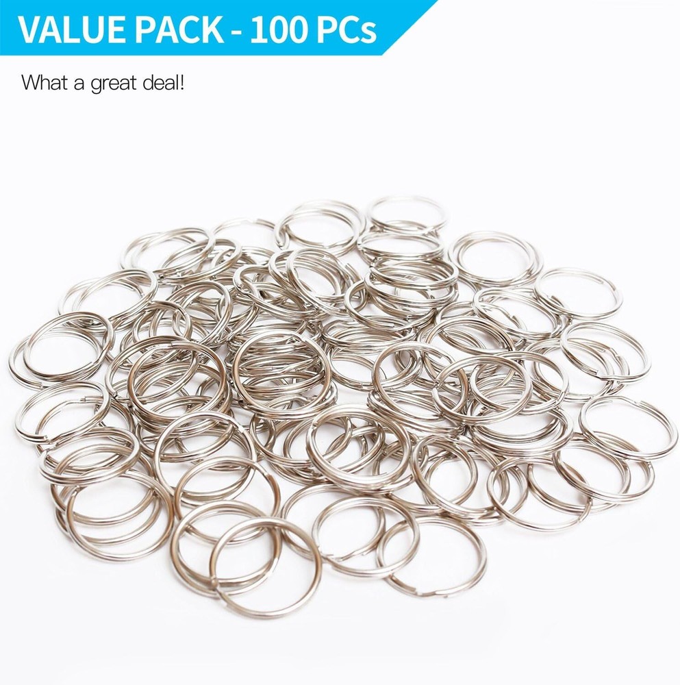 10 PCS Split Key Rings 1" (25mm) Secure Keychain Items Split Ring