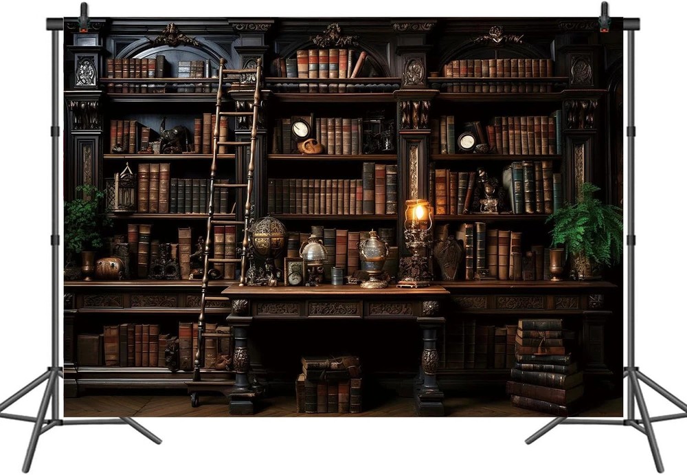 Medieval Bookshelf Backdrop Library Photography Background Studio Prop
