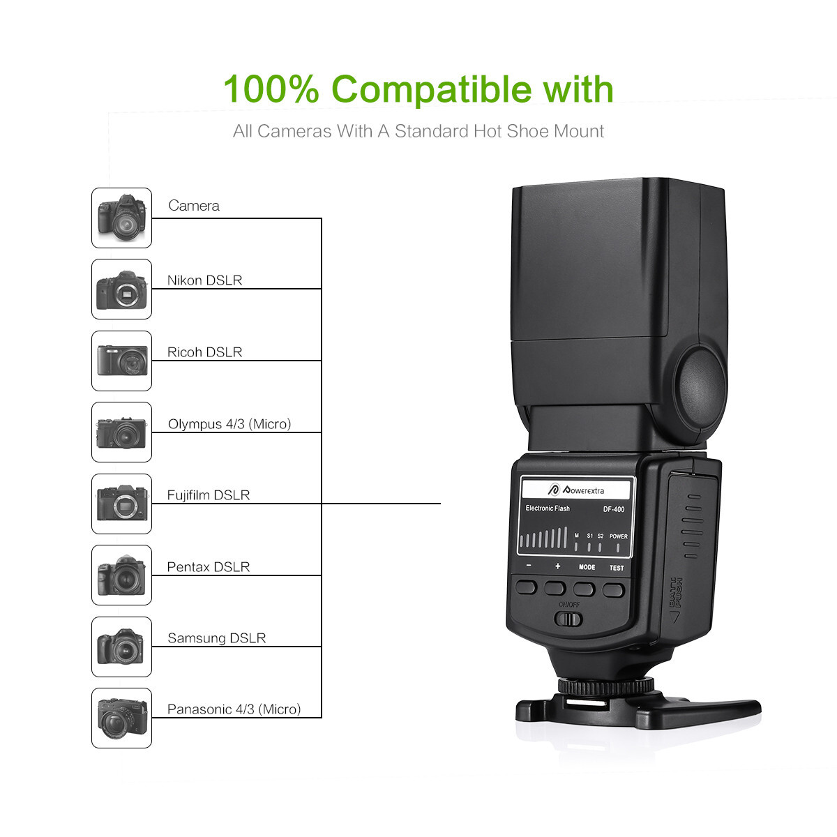 Flash Speedlite for Canon Rebel SL1 T4i T3i T3 XSi 60D 550D 5D Mark III Olympus