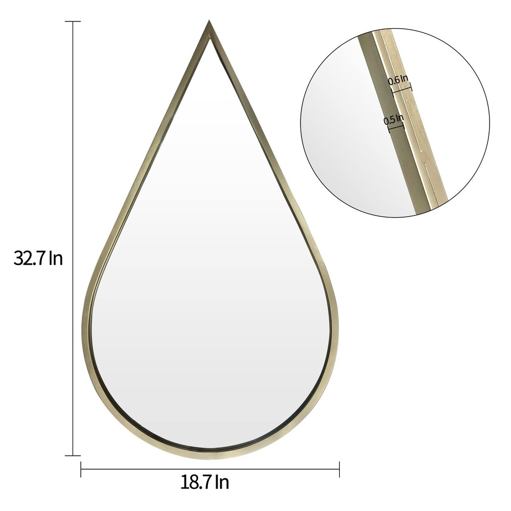 Wall Mirror Decorative Mirrors Mounted Decor Rain Tear Drop Shape Wall-Mounte...