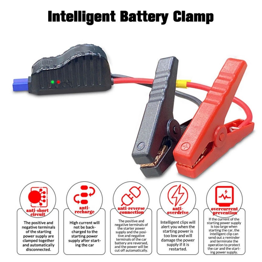 Multi-Functional Smart Battery Clamp with LED Indicators for Jump Starter Packs