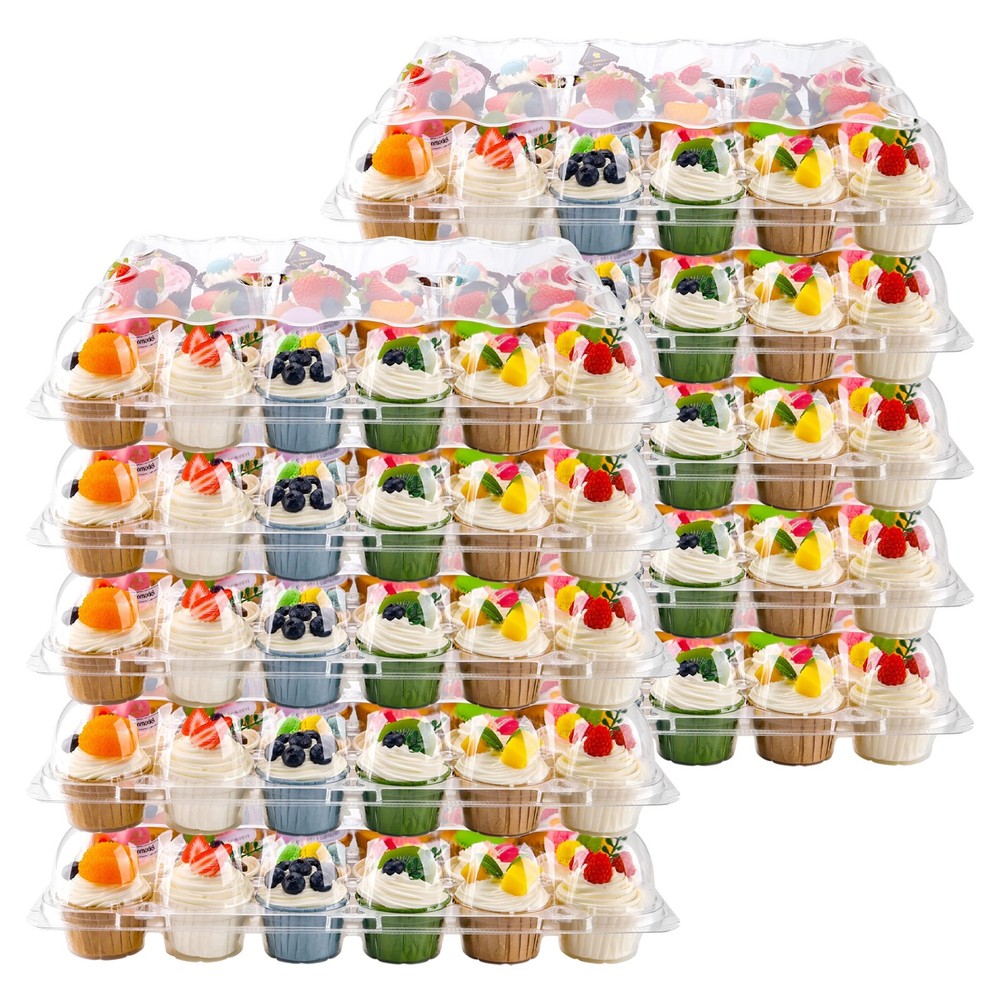 24 Count Cupcake Containers 10 Pack Cupcake Holders with Detachable Tall Dome...