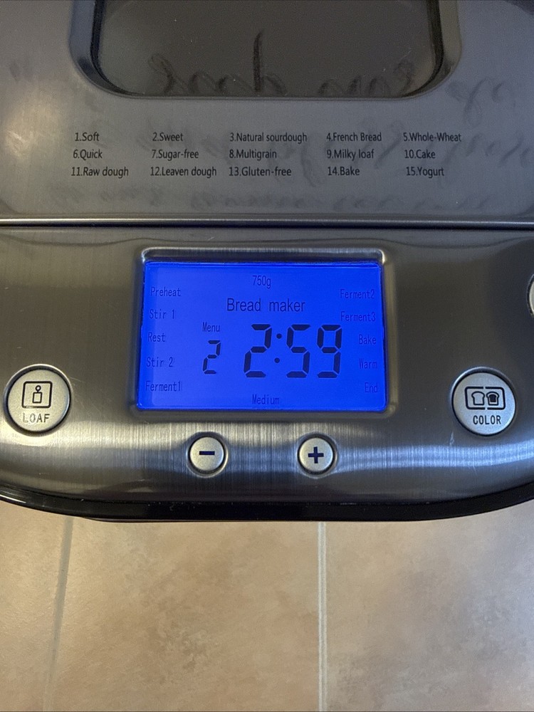 Frigidaire EBRM100 2LB Stainless Steel Bread Maker 15 Programs LCD Display