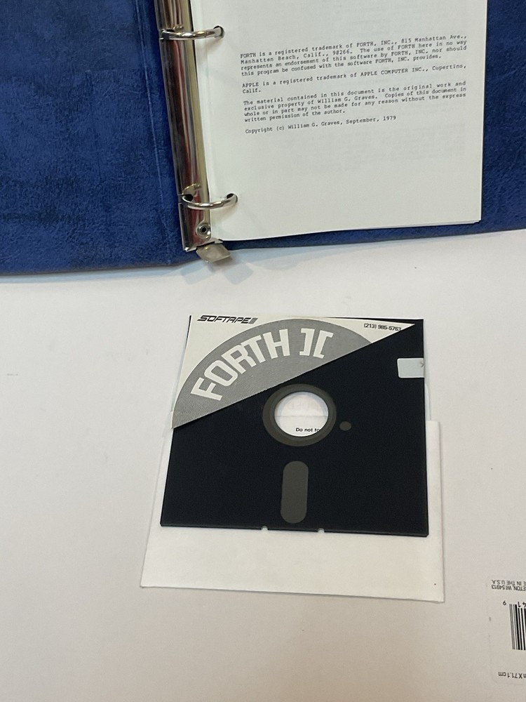 Vintage Apple II Software FORTH II Apple Programming Language Softape