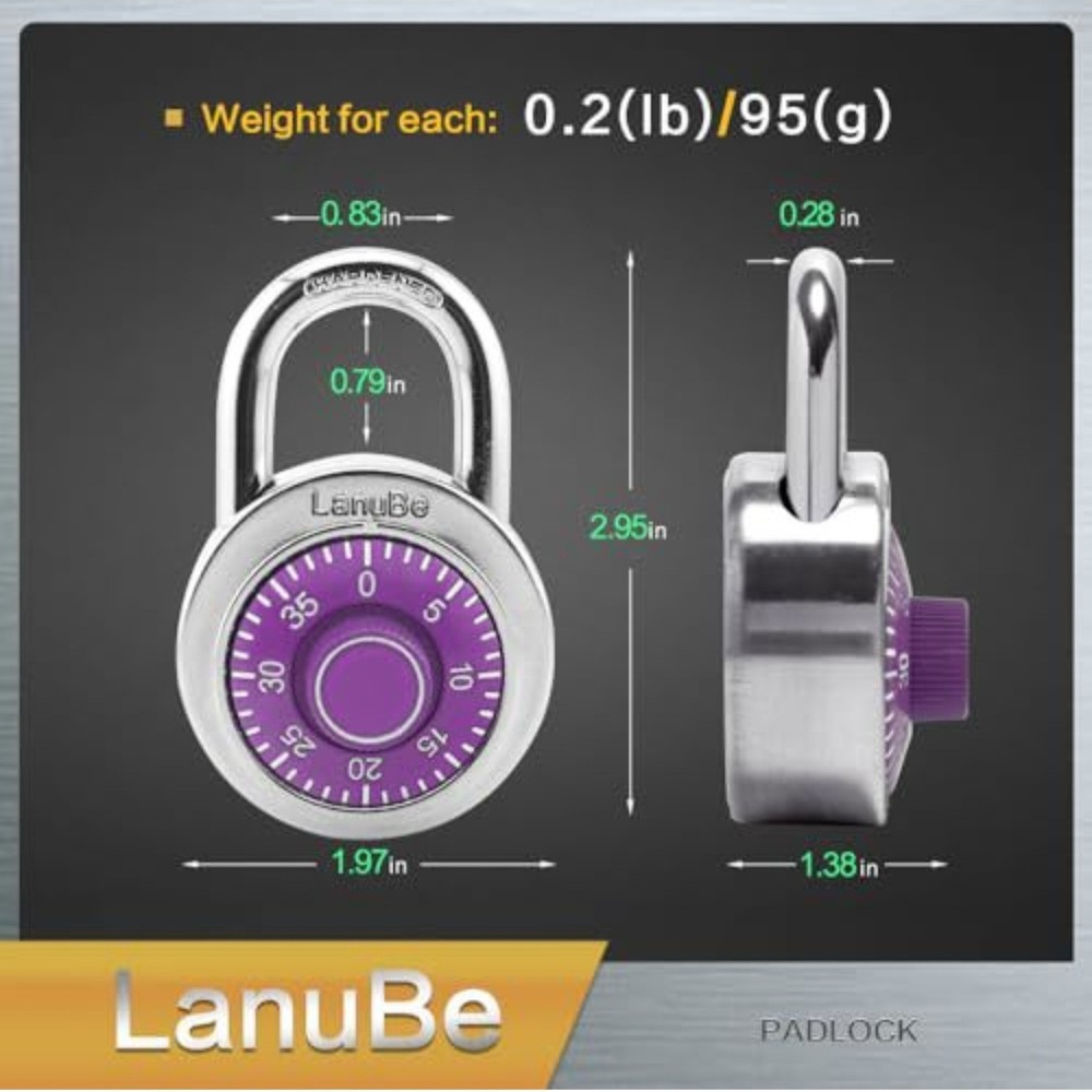 LanuBe Standard Dial Combination Lock 2 inches.Wide, with Different Combinations