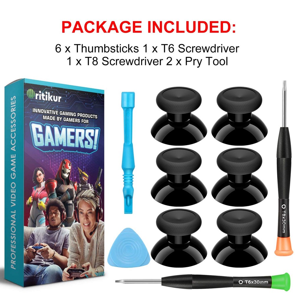 Xbox One Controller Joystick Replacement - 6PCS Original Thumbsticks Black