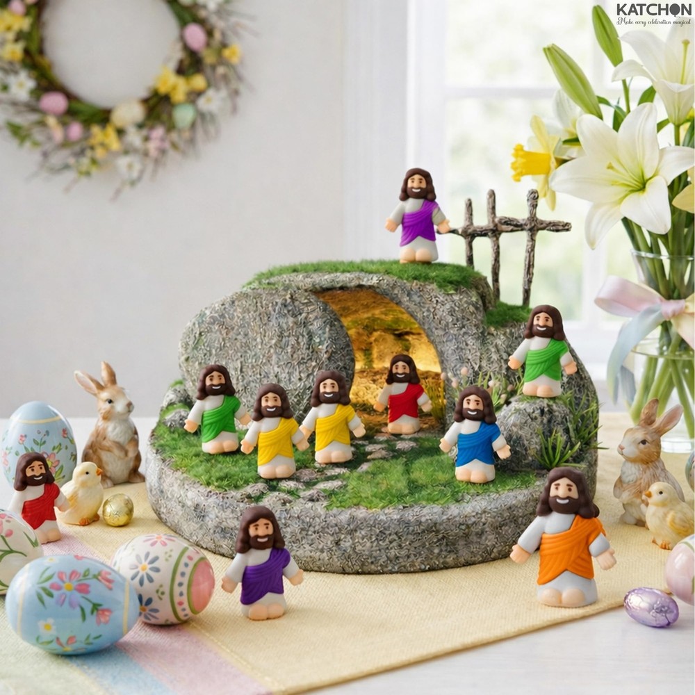 , 54 Pcs Mini Jesus Figures for Easter Egg Stuffers, Easter Basket Stuffers, ...