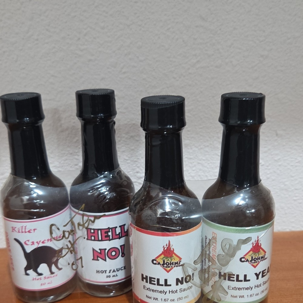CaJohns F Hot Sauce 2007  4-Pack, Killer Cayenne, Hell No, Hell Yeah