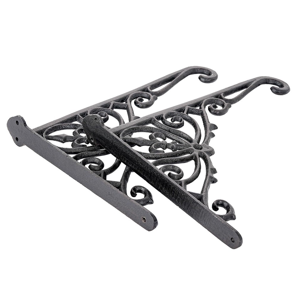 Sungmor Decorative Cast Iron Wall Bracket for Hanging Baskets – 2 Pack Hea
