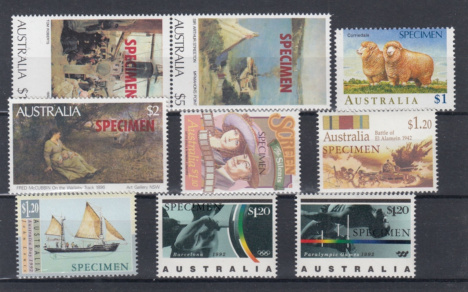 Australia - High Values to $10, Overprinted SPECIMEN MUH