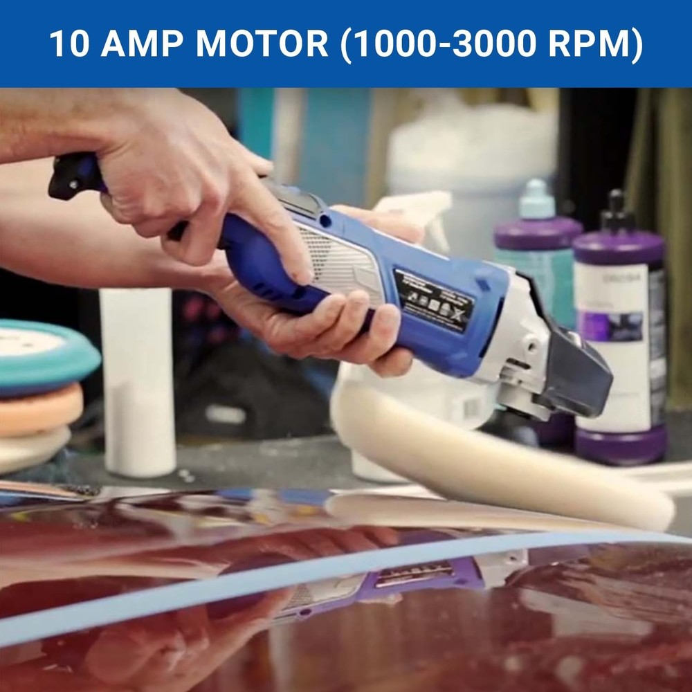 Variable Speed 7-9" Buffer Polisher 10 AMP Motor with Brushes D handle