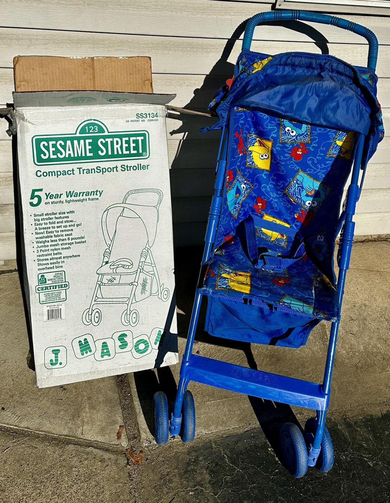 Vintage J.Mason Sesame Street Light Weight ELMO Skedaddle Stroller Cool!