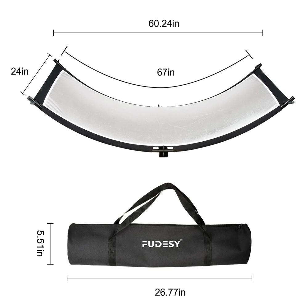 Clamshell Light Reflector/Diffuser,67"x24" Curved Photography Lighting Reflec...