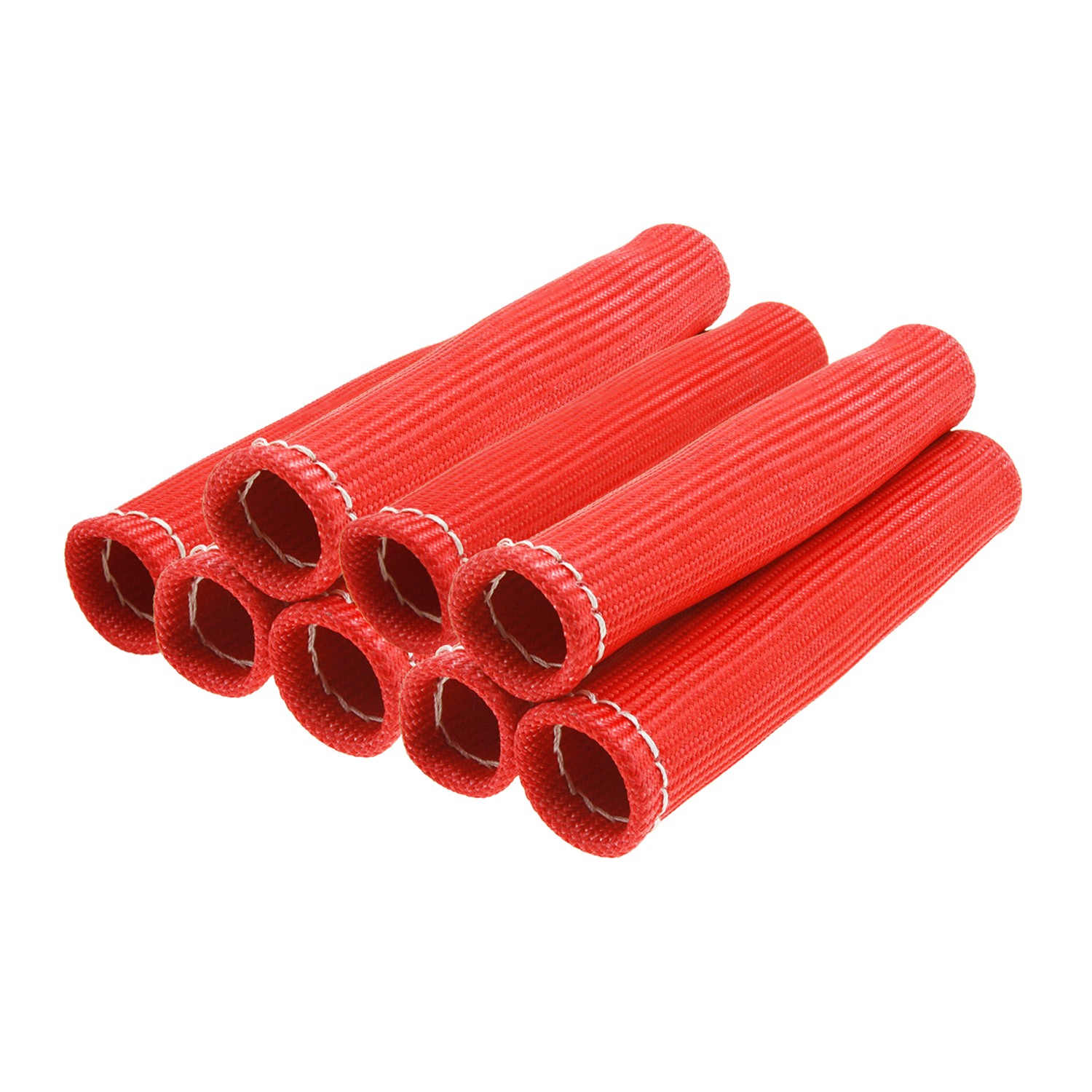 8Pcs 2500° 6" Spark Plug Wire Boots Protector Sleeve Heat Shield Cover Red
