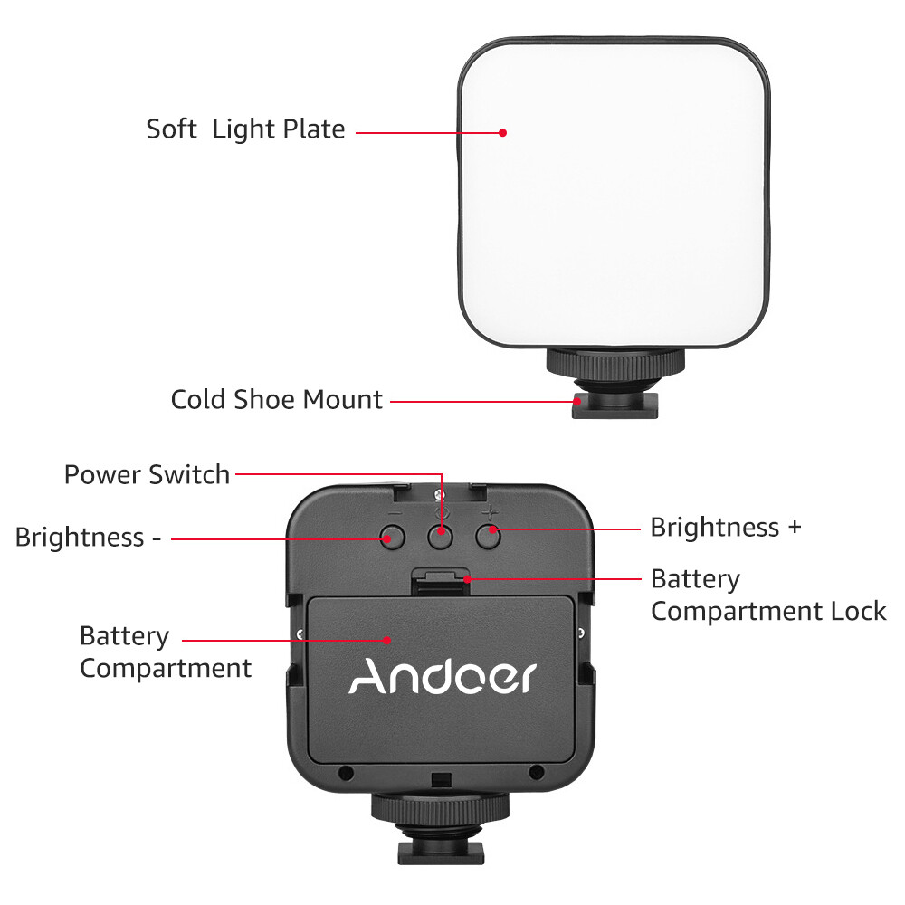 Andoer Mini Video Light Lamp+Handheld Smartphone Bracket Stabilizer Kit S2F2