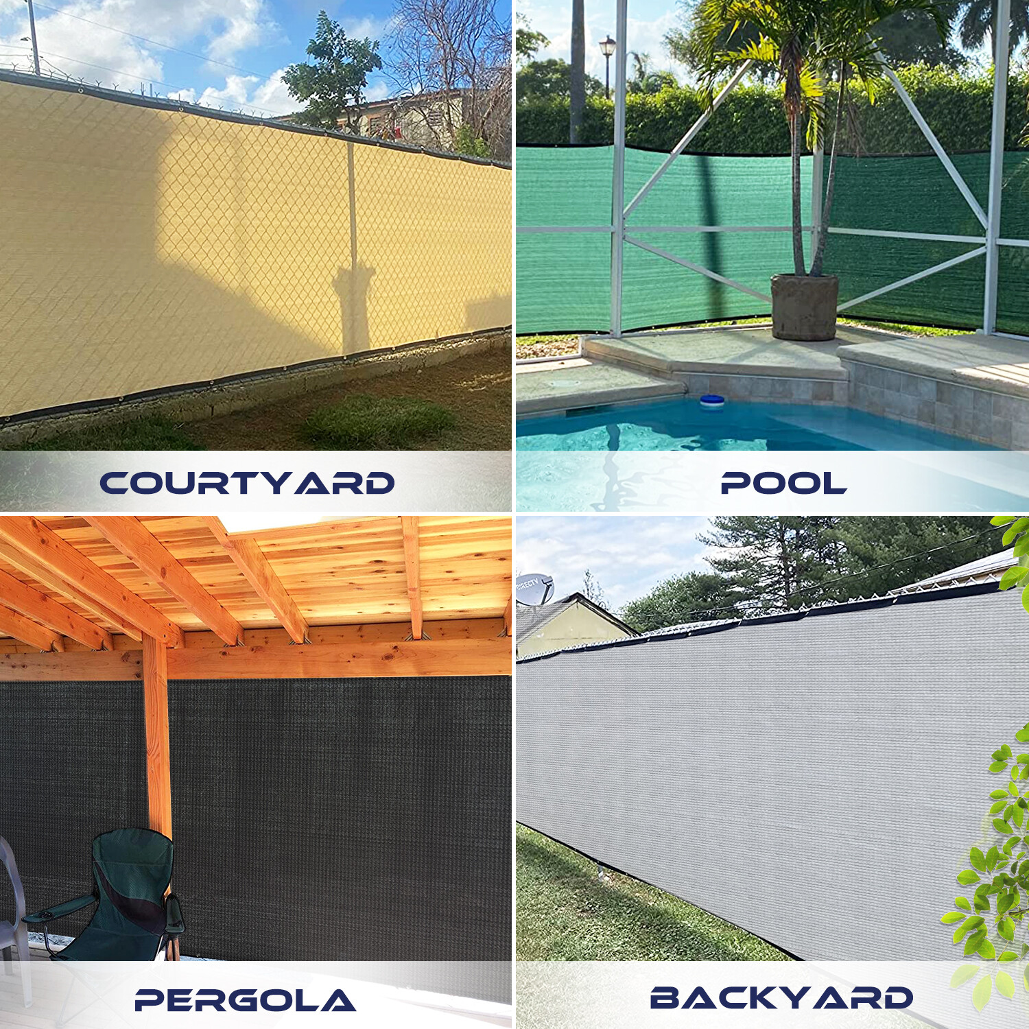 Fence Privacy Screen Cover Mesh Garden Yard 4' 5' 6' 8' Black Green Beige Brown