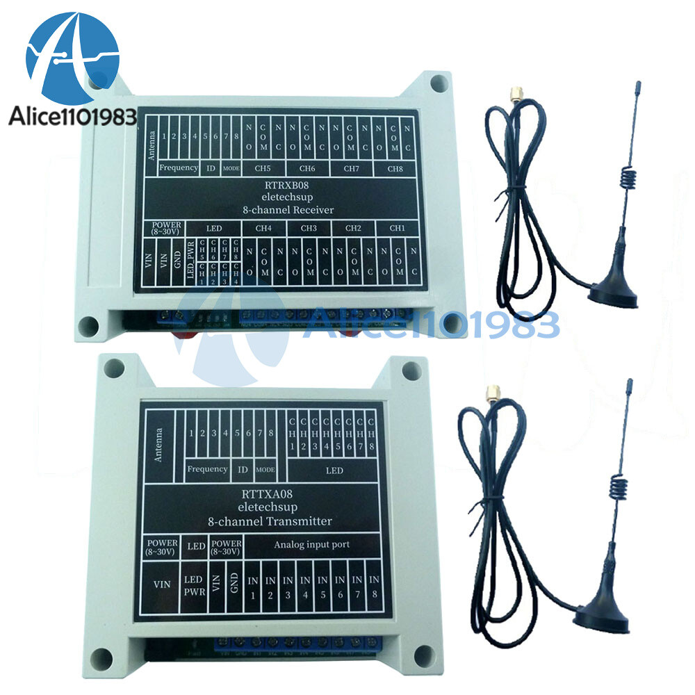 8 CH 433MHz Lora Remote Control Point to Point Feedback Wireless IO Relay Switch