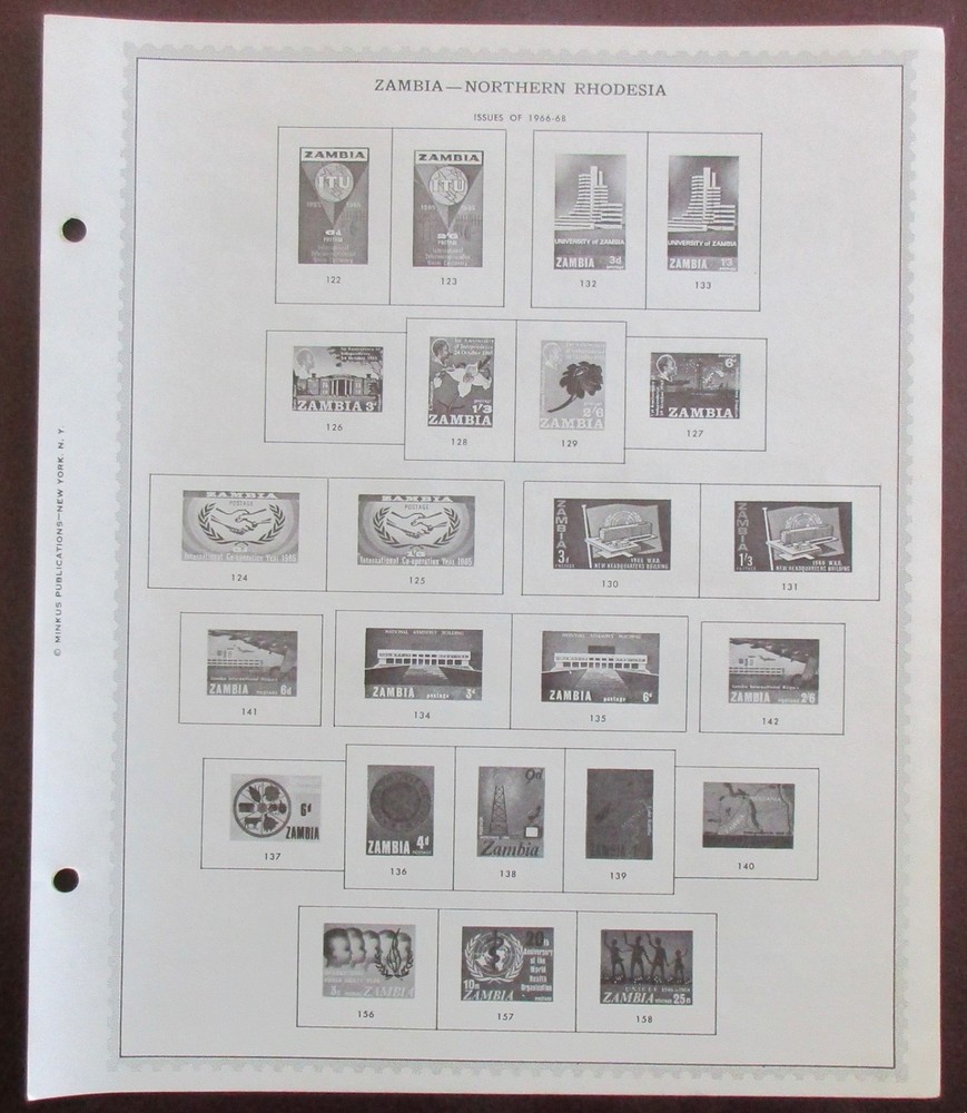 Zambia: Clean Set of Unused Minkus Supreme Global Pages to 1970