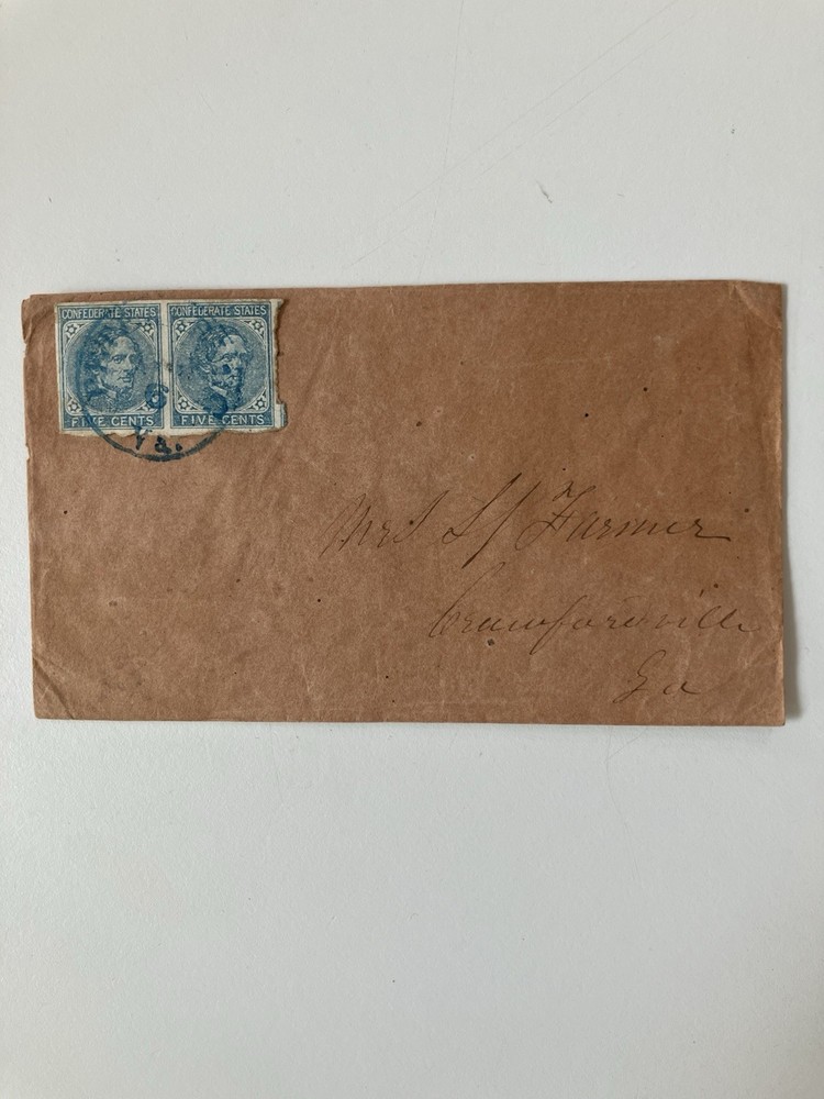 Civil War Confederate Envelope With 2 Stamps