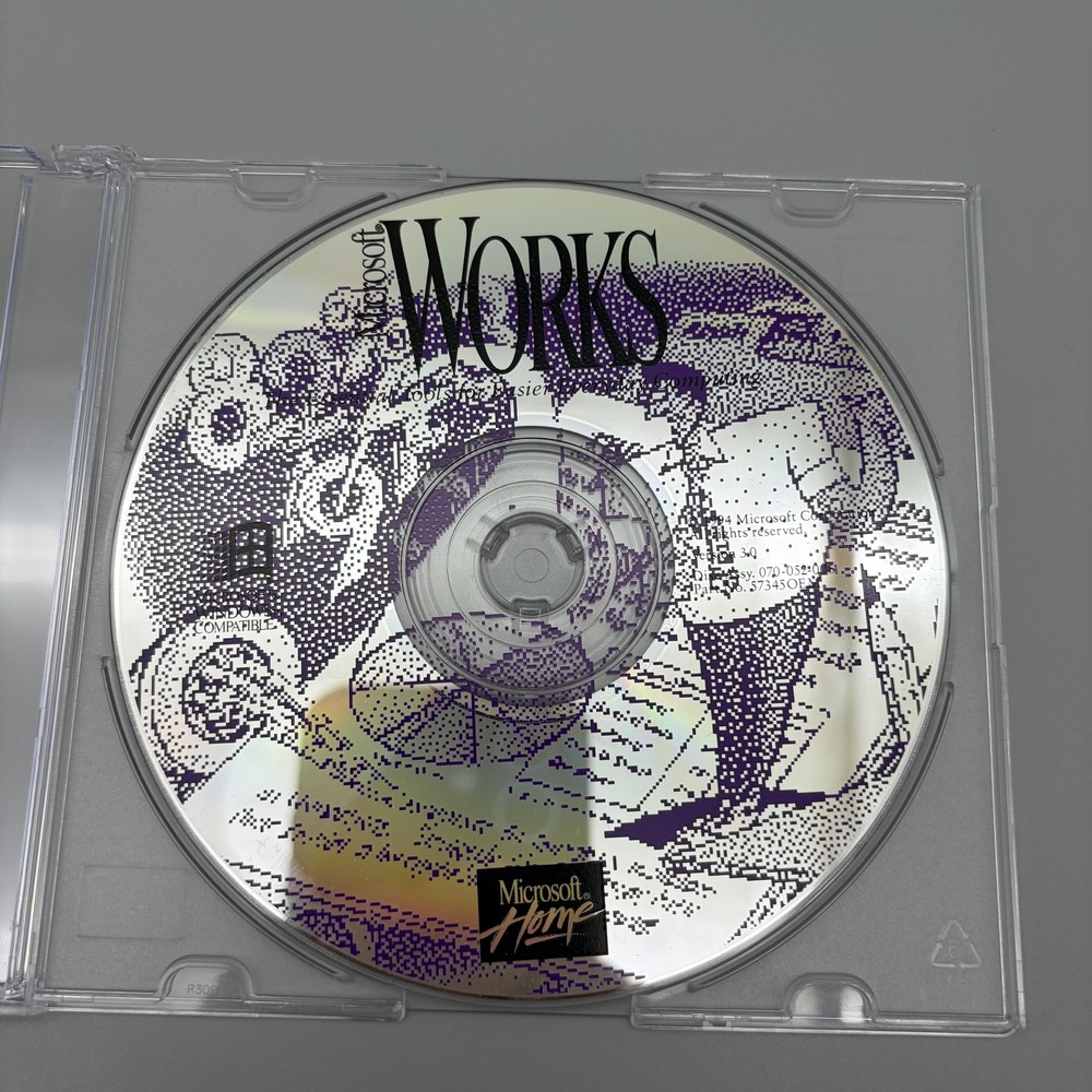 Vintage 1994 Microsoft Works Version 3.0 Software CD-ROM Windows OEM PC