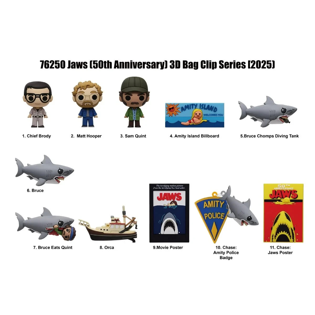 JAWS NEW * Bruce Diving Tank Clip * Blind Bag Key 50th Anniversary Monogram