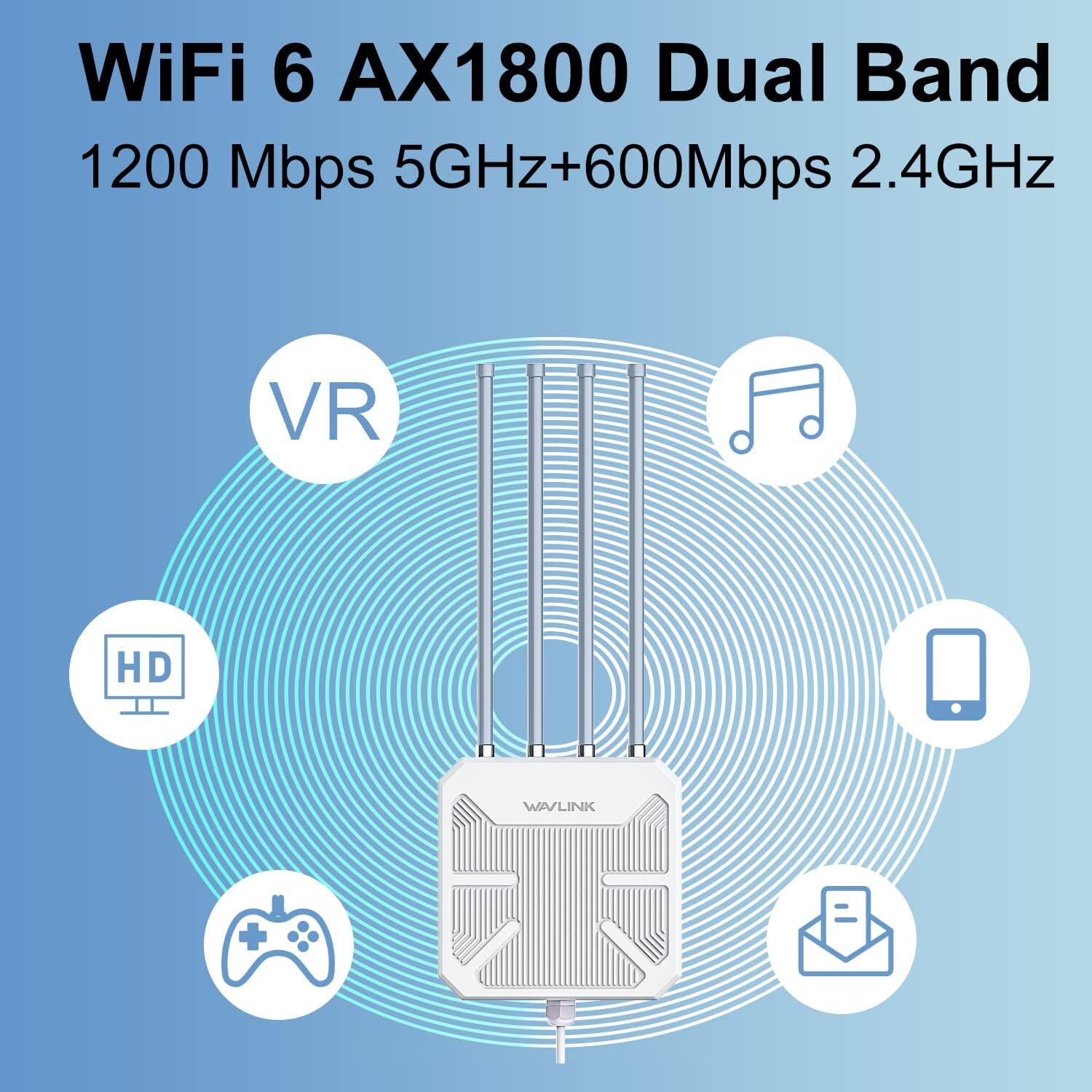BE5100 Wi-Fi 7 Range Extender Dual Band WiFi 6 AX3000 AX1800 Outdoor Repeater
