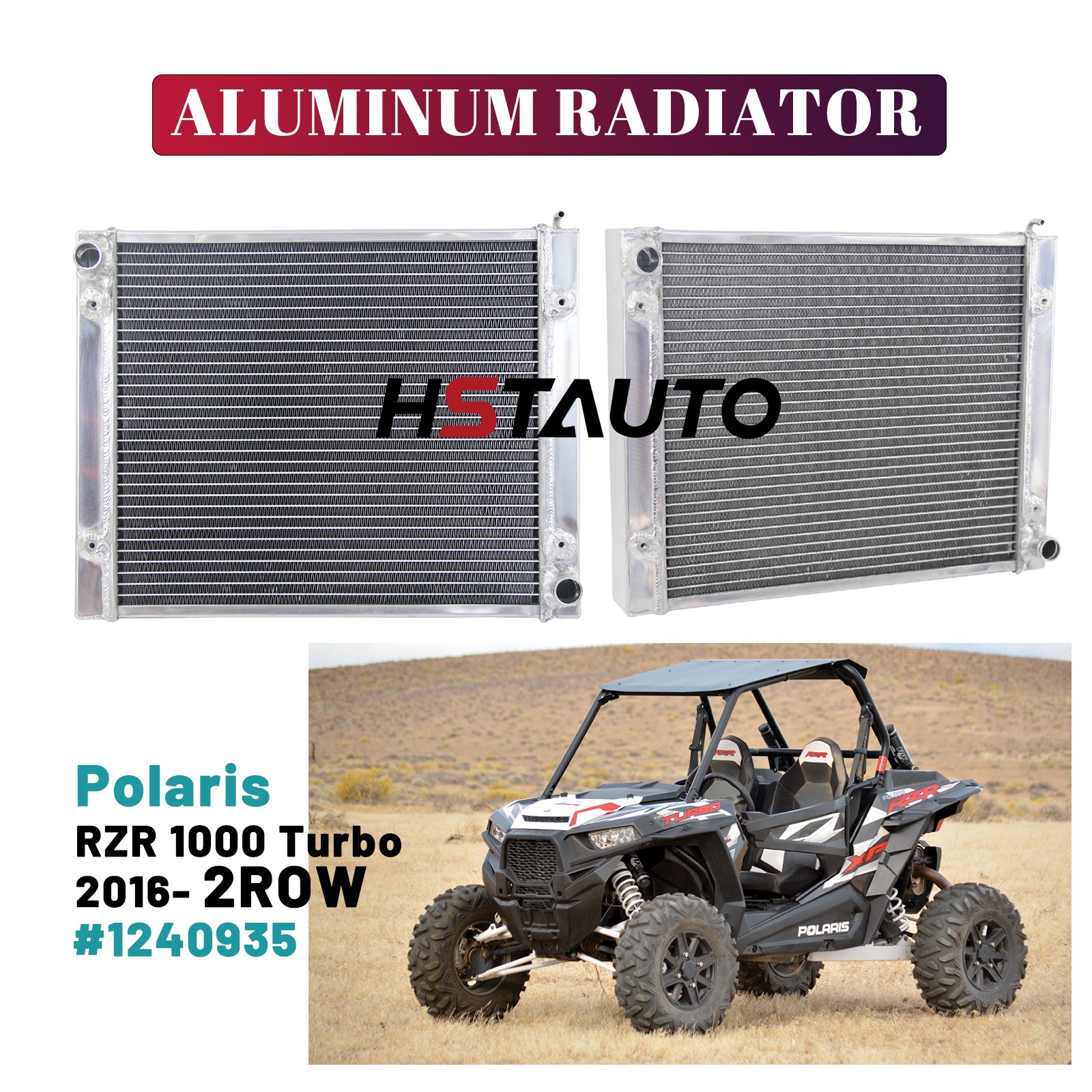 For Polaris RZR 1000 Turbo 2016- 2Row MT 50mm Aluminum Radiator