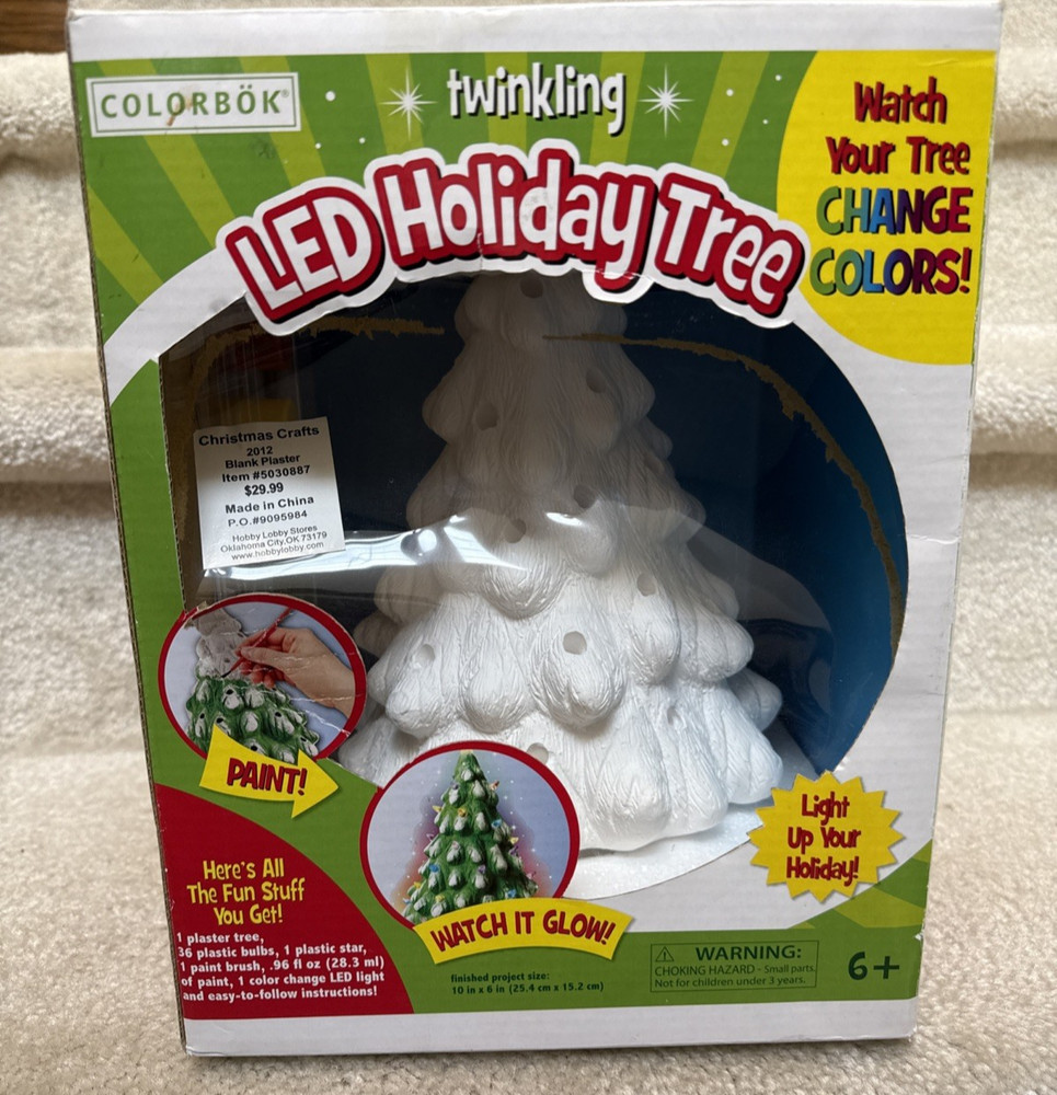 Christmas Craft Light Up Tree Ready To Paint Colorbok Plaster Complete