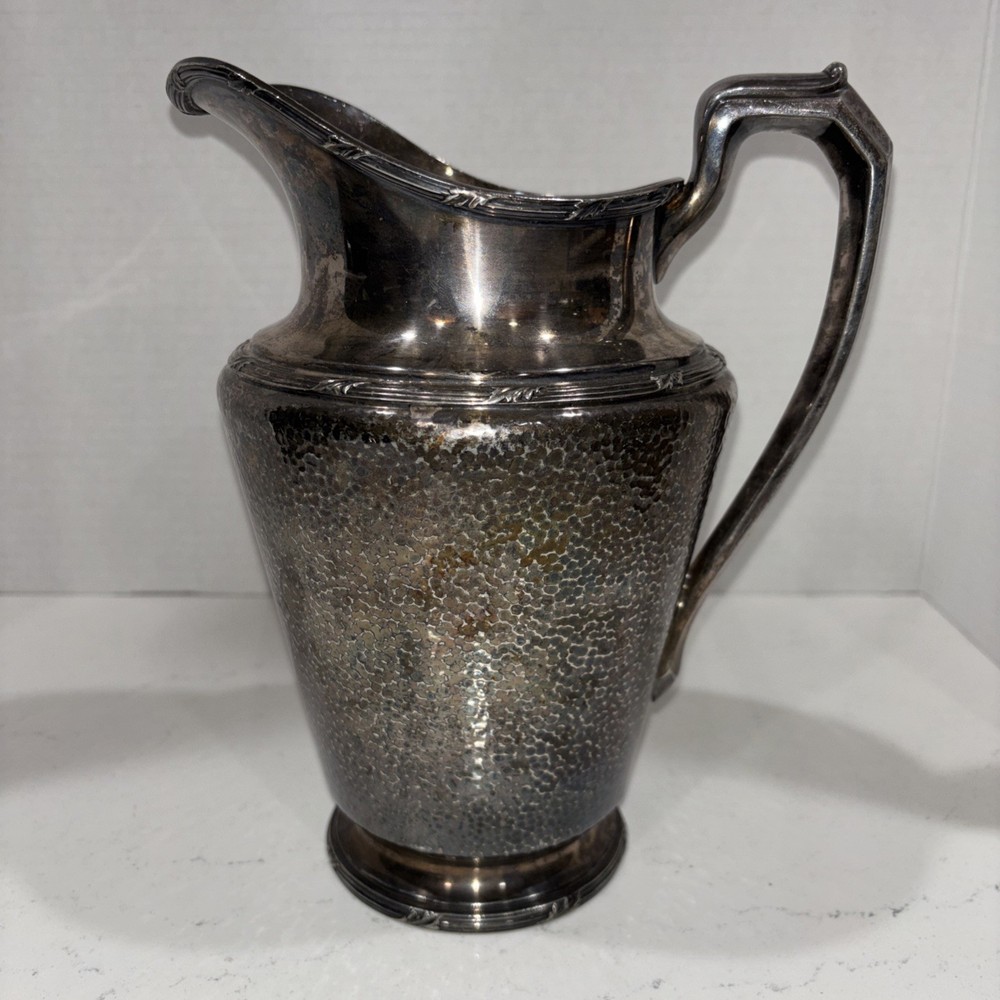 Reed & Barton Water Pitcher Hammered Surface Pattern 5585 With Patina