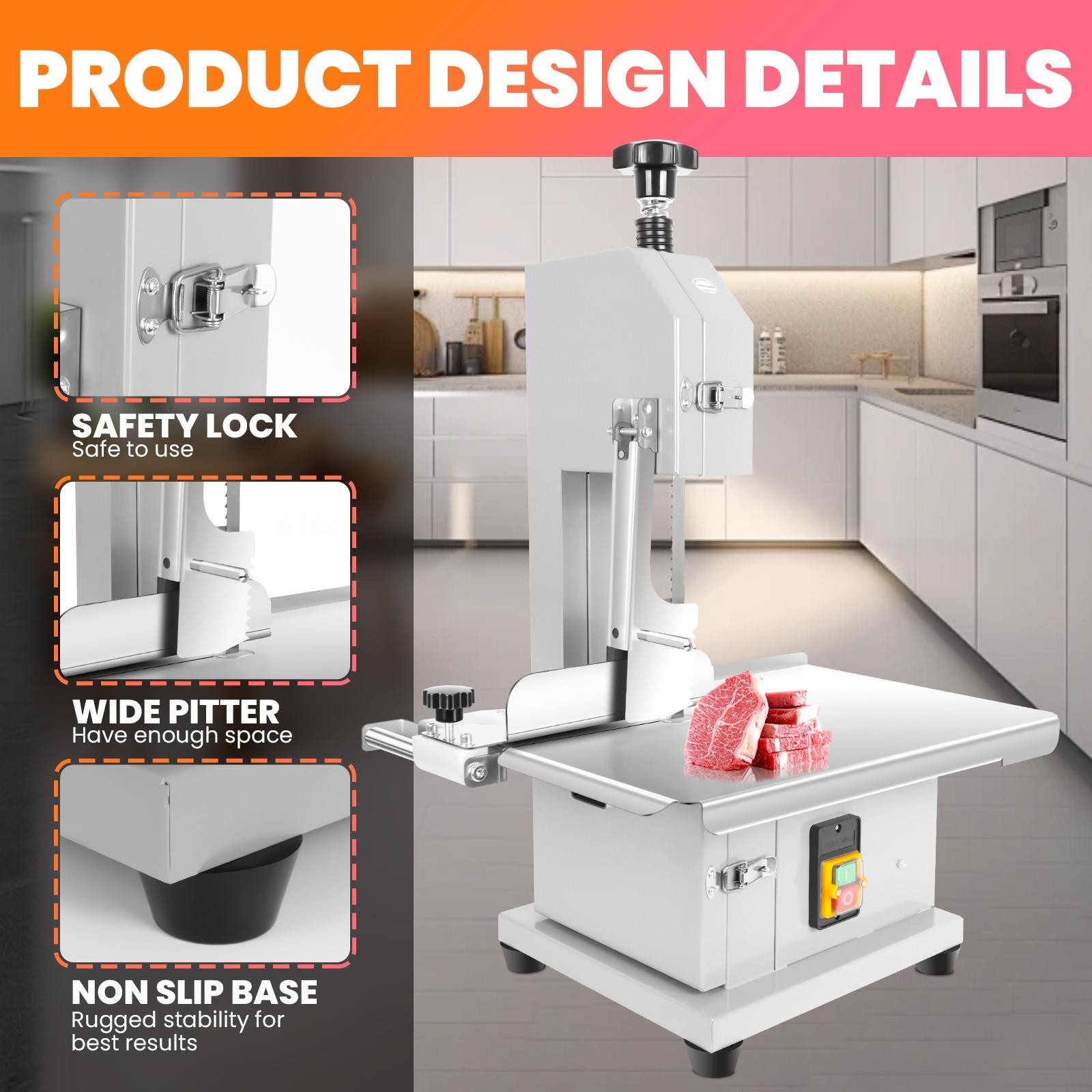1000W Meat Saw Machine with 8 Saw Blades,Electric Bone Saw Machine