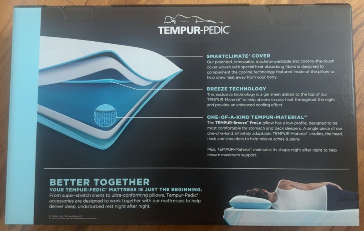 Tempur-Pedic Breeze Pro Lo Queen Pillow Advanced Cooling