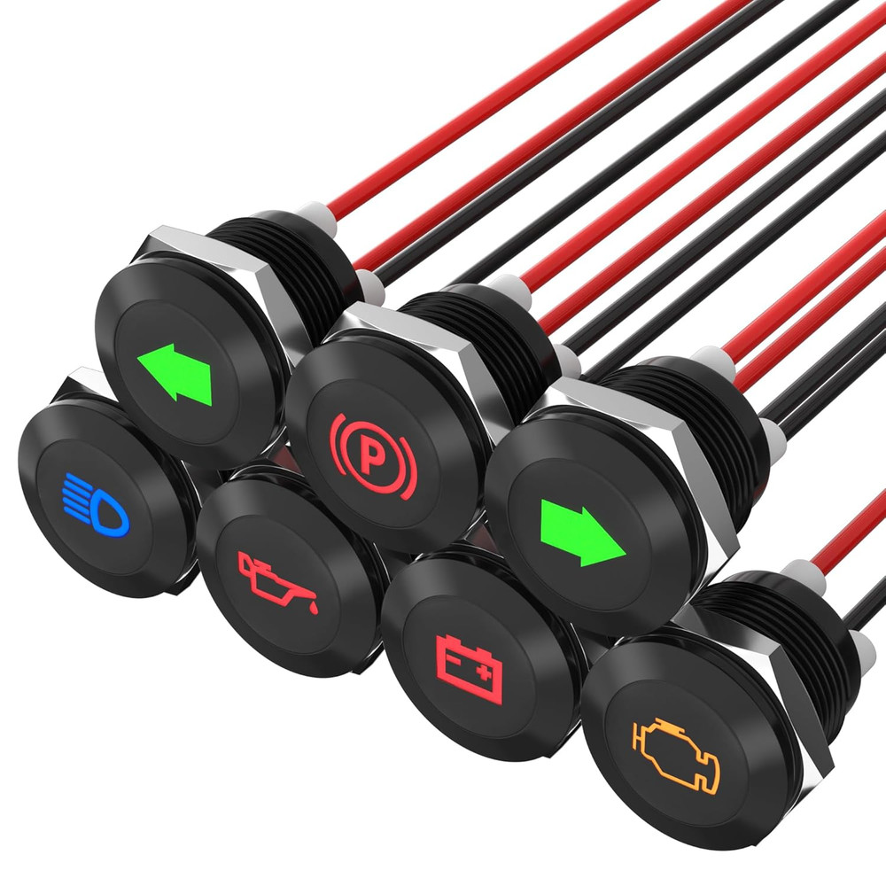 12V LED Indicator Light Small Indicator Light Waterproof 1/2" Panel Cutout 12 Vo