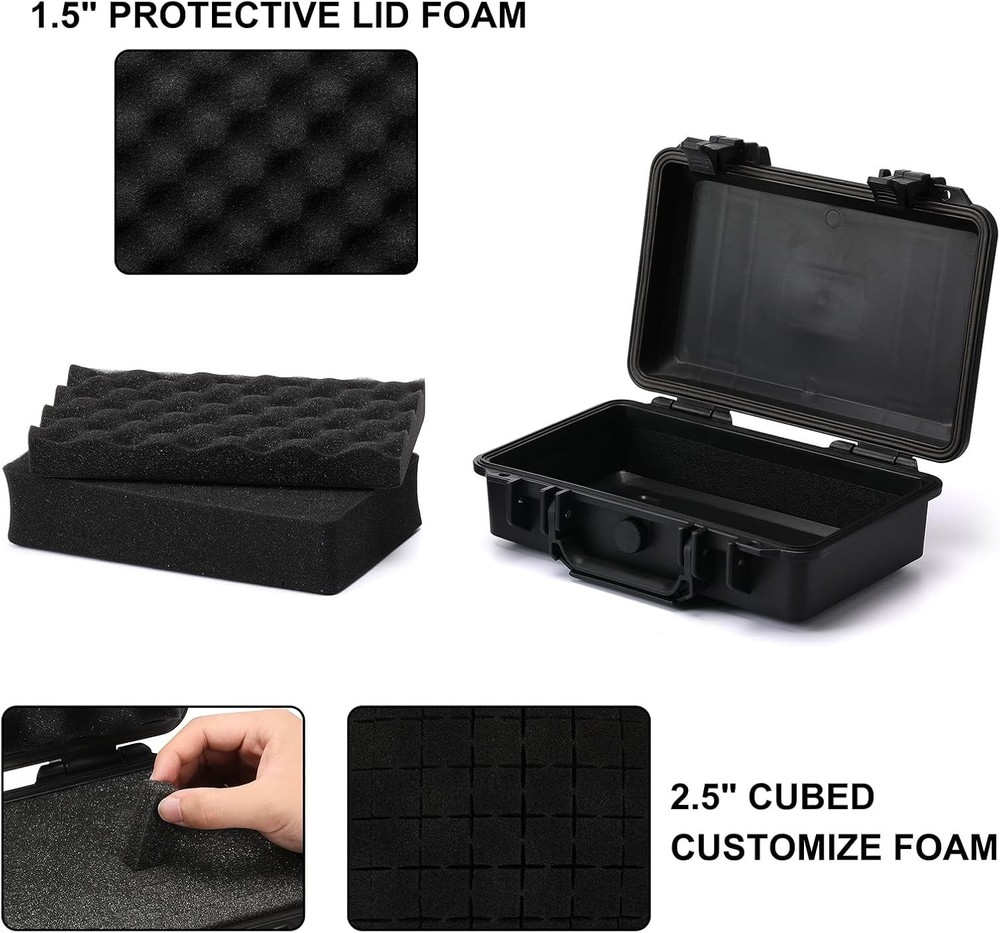 Waterproof Hard Case with Foam Insert Shockproof Tool Storage Box