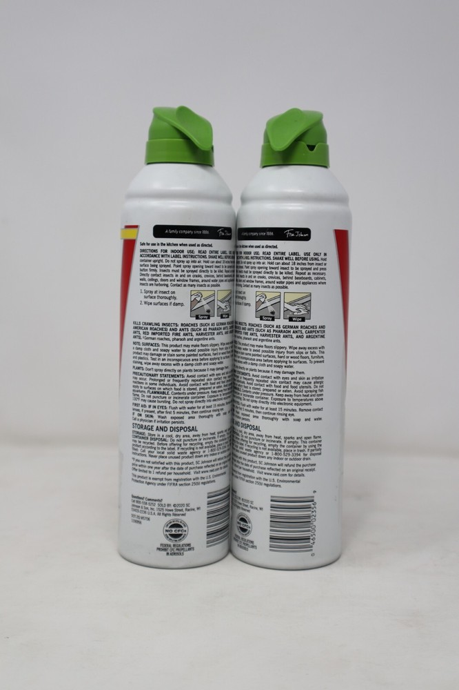 2-Pack Raid Essentials Ant & Roach Killer 28 Spray, 10 Oz - Pre-Owned