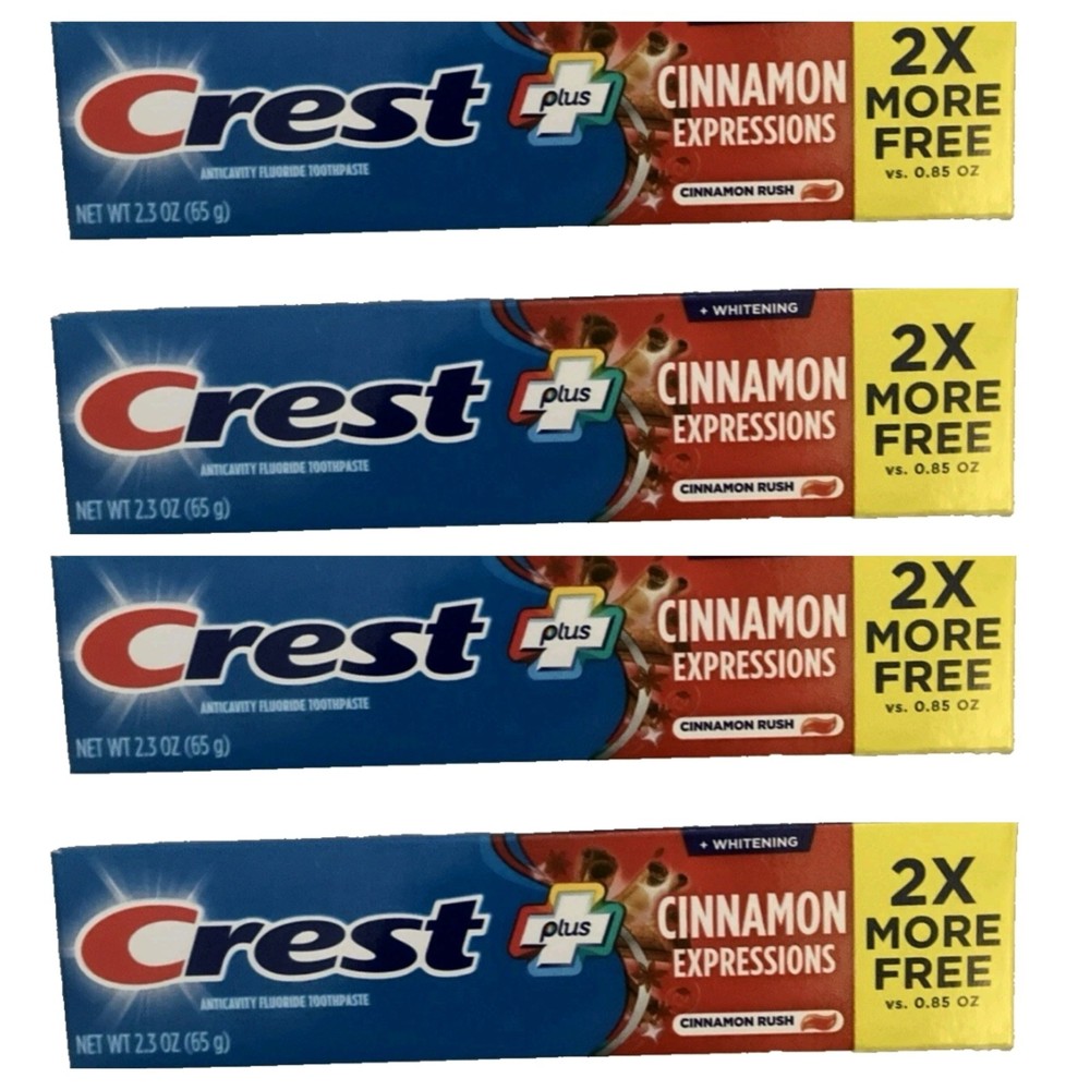6 X CREST Plus Cinnamon Expressions CINNAMON RUSH + Whitening Toothpaste 2.3 oz.